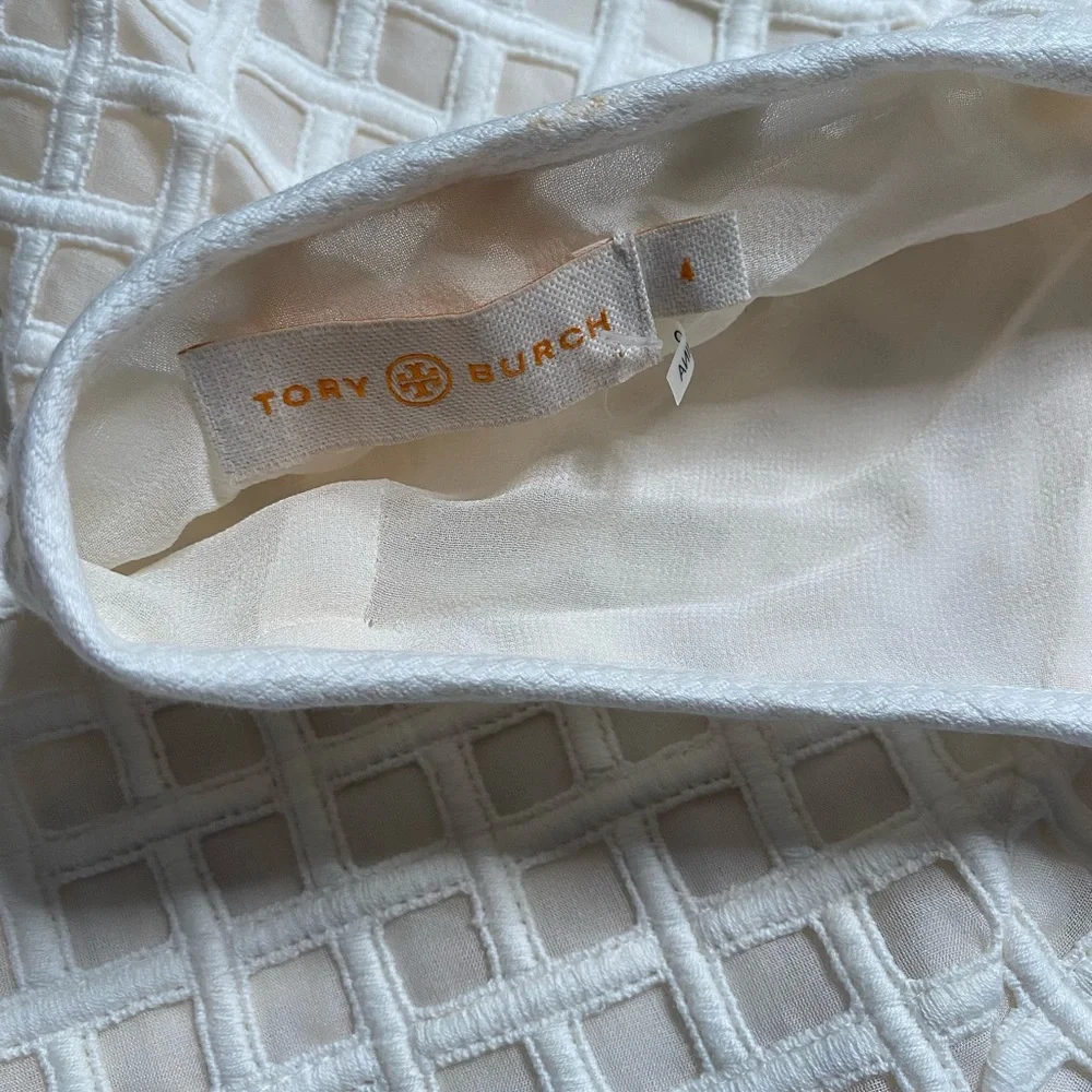 TORY BURCH White Textured A-Line Skirt Size 6 - Picture 7 of 7